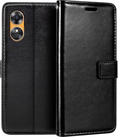 Portemonnee Book case Hoesje Geschikt voor: Oppo A17 - Zwart
