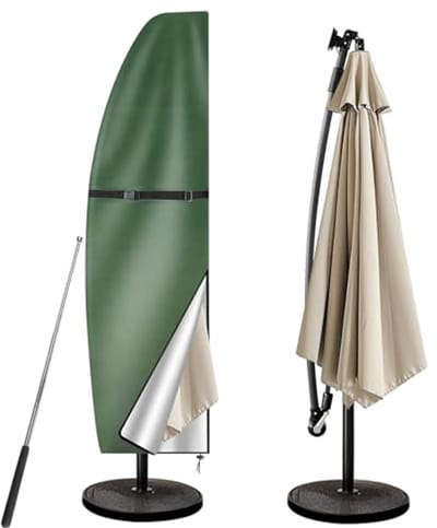 Ultiluxe® Parasolhoes - Beschermhoes voor Zweefparasol - Tuinparasol - Parasolbescherming - Parasolbeschermhoes met Stok - 205 x 25/57/48 cm - Waterdicht - UV-bestendig - Groen