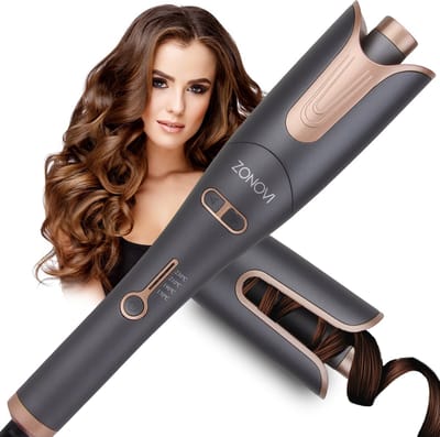 Zonovi Automatische Krultang – Curling Iron – Keramische Krultang – Golvenkrultang – Krulborstel Roterend – Magic Hair Curler - Stijlborstel - Krulset elektrisch - Haarkrultang – Haarkruller Automatisch – Wave Krultang – Met Snoer – Grijs – Goud