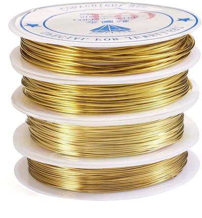 4 Rollen Ronde Koperdraden 0,5mm 0,6mm 0,8mm 1mm Messing Kralendraad voor het Maken van Armbanden, Halskettingen, Gouden Sieraden