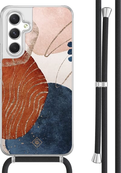 Casimoda® hoesje met koord - Geschikt voor Samsung A54 - Abstract Terracotta - Afneembaar koord - TPU/acryl - Multi