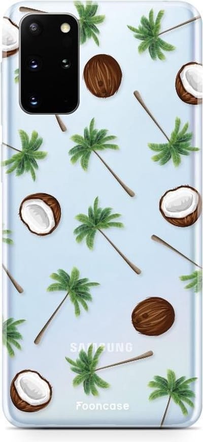 Fooncase Hoesje Geschikt voor Samsung Galaxy S20 Plus - Shockproof Case - Back Cover / Soft Case - Coco Paradise / Kokosnoot / Palmboom