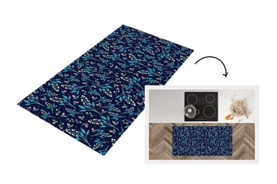Keukenloper - Loper keuken - Bloemen - Roze - Wit - Patroon - 120x60 cm - Keukenloper vinyl