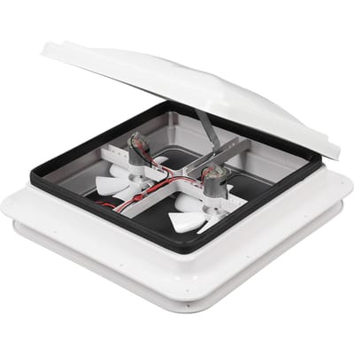 Camper dakluik ventilator DC12V 34x34cm Roestvrij Staal Dubbele Inlaat en Uitlaat Luchtventilatie Plafondventilator met Gaas en