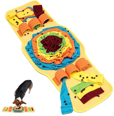 Interactieve Snuffelmat voor Honden & Katten - 80x28.5 cm - Hersentraining & Intelligentiespeelgoed - Voorkomt Schrokken - Oranje/Blauw
