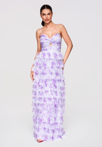 LARICA Jurk - Slim Fit - Rits - Gebloemd Violet S