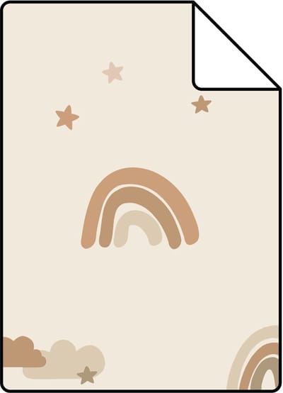 Proefstaal ESTAhome behang unicorns beige en terracotta - 26.5 x 21 cm - 131460-S