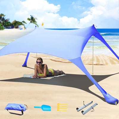 Strandtent met UPF50+ Zonwering voor Buiten - Handige Luifel voor Kamperen, Strand en Buitenactiviteiten