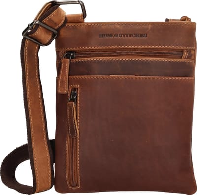 Hide & Stitches Japura Schoudertas - 100% Leer - Cognac