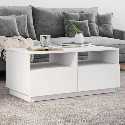 vidaXL - Salontafel - met - LED-verlichting - 90x49x40 - cm - wit
