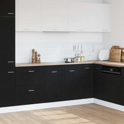 vidaXL - Onderkast - voor - spoelbak - zwart - eiken - 80x46x81,5 - cm - bewerkt - hout