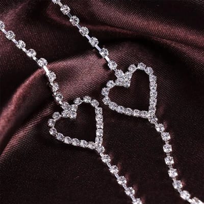 T.O.M. - Verwisselbare BH bandjes- Hartje - 1 rij strass- zilver- Diamond luxe BH bandjes- Strapless BH - Bling- Glitter