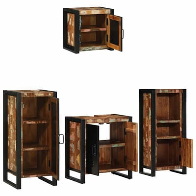 vidaXL - Badkamermeubel - Set - 4 - st - Veelkleurig - en - Zwart - 40 - x - 35 - x - 90 - cm