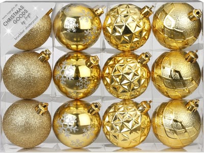 Inge Christmas Goods Kerstballen - 12st - goud - kunststof - 6 cm - Onbreekbare kerstballen - Kerstversiering