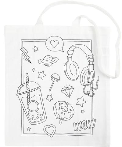 CC Katoenen Boodschappentas Wow 38x42 cm Wit