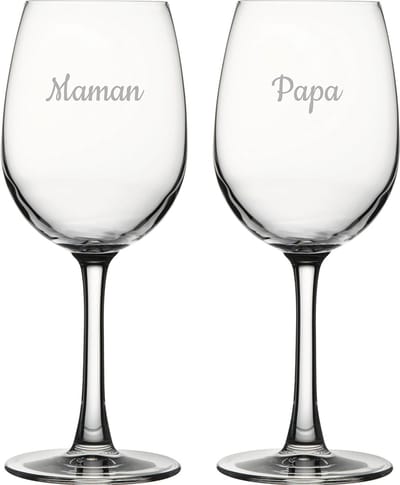 Witte wijnglas gegraveerd - 36cl - Maman & Papa