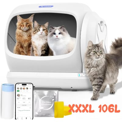 106L slimme automatische kattenbak, semi-open zelfreinigend ontwerp, ultrastil, dubbellaagse siliconenmat, eenvoudige reiniging, C42