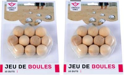 Longfield Games Jeu de Boules buts - 20x - blank hout - 30 mm - markeringsballetjes