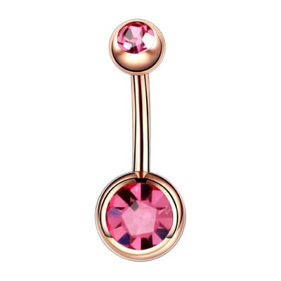 Navel Piercing - Rose Goud Met Steentjes