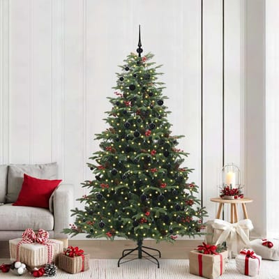 vidaXL - Kunstkerstboom - Groen - 210 - cm - PVC - en - Metaal - en - Plastic