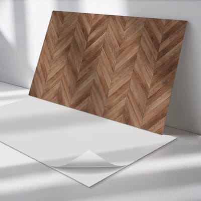 Wallfluent Vinyl Wandpaneel - Visgraatpatroon PVC Muurpaneel - 100 cm x 50 cm - Bruin PVC wandpaneel - 1 stuk - Rechthoekig Wandbekleding Vinyl - Texturen Wandpaneel - Zelfklevende Wandbekleding - Wandpaneel Keuken en Badkamer