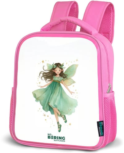 NoBoringSuitcases.com® - Rugzak roze - Schooltas meisjes - Zwevende groene elf - Kinder rugtas meisje - Boekentas kind - Kinderrugzak voor school - Schoolrugzak