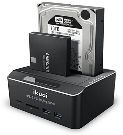 Dual Bay Hard Drive Dock SATA naar USB 3.0 voor 2.5" en 3.5" HDD en SSD met SD TF Card Reader