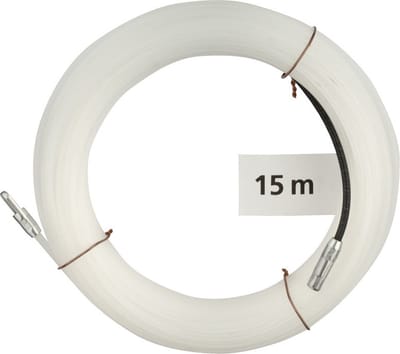 Kabeltrekker - wit - 15 meter - kunststof - trekveer - kabels doortrekken - voor stroomkabels / netwerkkabels / telefoonkabels