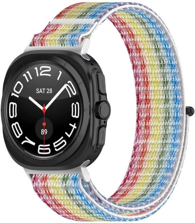 Nylon loop bandje - geschikt voor Samsung Galaxy Watch Ultra (47mm) / Ultra 2025 (47mm) - klittenband sluiting - regenboog