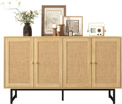 Keukenbuffet – Dressoir Rotan Hout met 4 Deuren - Hout