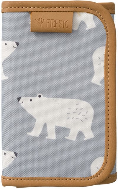 Fresk Portemonnee voor Unisex – Billfold met Klittenbandsluiting – Pasjeshouder – Portefeuille Kinderen - Lichtgrijs - Polar Bear