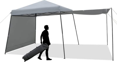 KOMFOTTEU 3 x 3 m p pop-up paviljoen van Oxford met metalen frame, in hoogte verstelbare partytent met roltas en verstelbare zijwand, inklapbare schaduwmaker voor picknick party markt