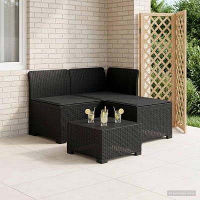 vidaXL - 3-Zits - Tu - bank - met - Kussens - Rattan - Look - 3-zits - PP - Antraciet