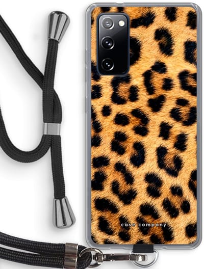 Case Company® - Hoesje met koord geschikt voor Samsung Galaxy S20 FE / S20 FE 5G hoesje met Koord - Luipaard - Telefoonhoesje met Zwart Koord - Bescherming aan alle Kanten en Over de Schermrand