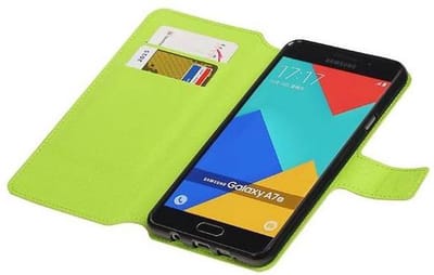 Cross Pattern TPU Bookstyle Hoesje - Wallet Case Telefoonhoesje - Geschikt voor Samsung Galaxy A7 2016 A710F Groen