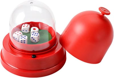 Dobbelstenen Doos - Automatische Roller - Spelplezier Vergroten - Elektrische Werking - Met 5 Dobbelstenen - Zwart/Rood