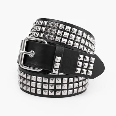 Riem - Metal Punk Rock Studded Riem - Unisex - Grommet Pyramid Gothic Studded Riem - Zwart Verstelbaar