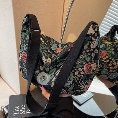 Grote Bloemen Tas voor Dames Nieuwe Trendy en Modieuze Crossbody Tas voor Dames Ins Niche Veelzijdige Eén-schouder Knoedel Tas gray