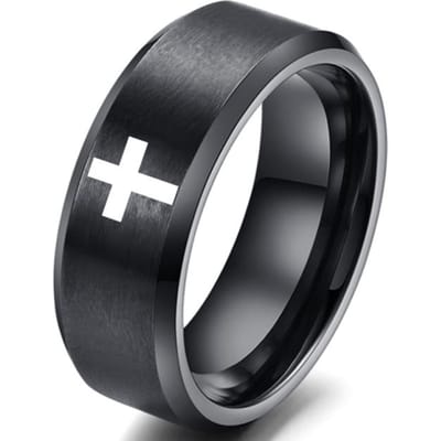 6mm 8mm Roestvrijstalen Kruisring Christelijk Jezus Christus Onze Vader Voor Mannen En Vrouwen 13 gray