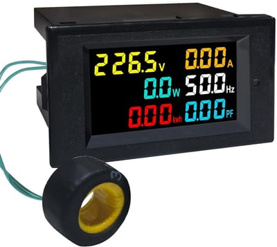 6-in-1 Elektriciteitsmeter AC 40-300V 100A - Digitale Energieverbruiksmeter met LCD-Display