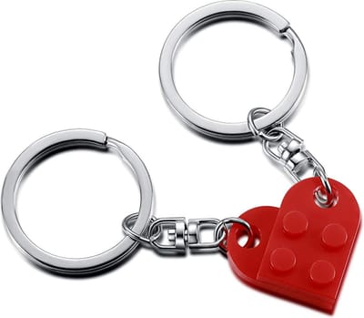 *** Vriendschaps sleutelhanger met imitatie bouwsteen hart - Brick keychain - BFF - Rood - Perfect voor geliefden - van Heble® ***