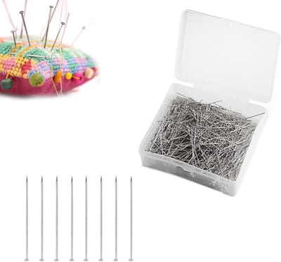 Sewing Pins 1000 Pieces 0.65 x 35 mm Headless Pins with Transparent Storage Box Fine Straight Pins for Sewing, Weaving, Crafts