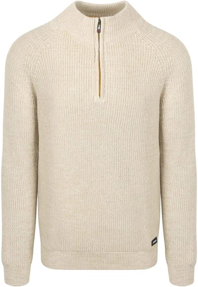 NZA - Ecru katoenen half zip trui