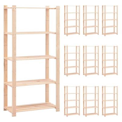 vidaXL - Opbergrekken - 5-laags - 10 - st - 80x38x170 - cm - grenenhout - 250 - kg