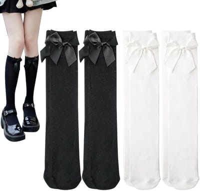 Dailygoods- Knielange Sokken - 4 Paar - Zacht/Comfortabel - Vlinderdas - Buissokken - Eén Maat - 40 cm Lengte - Striksokken