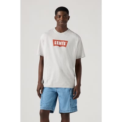 Levi's Vintage Bw Graphic Tee Bw Logo Light Heather Grey Maat: S | T-shirts met Print Outlet | Heren | Grijs