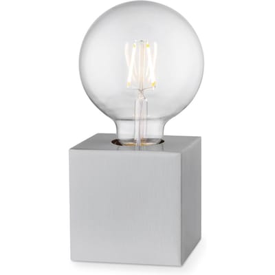 Home Sweet Home - Moderne tafellamp Dry Vierkant - Geborsteld staal - 8,5/8,5/8,5cm - bedlampje - geschikt voor E27 LED lichtbron - gemaakt van