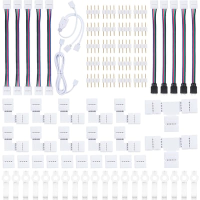 4-pins LED-stripconnectorset voor 5050 LED-lichtstrip voor doe-het-zelfverlichtingsproject wit
