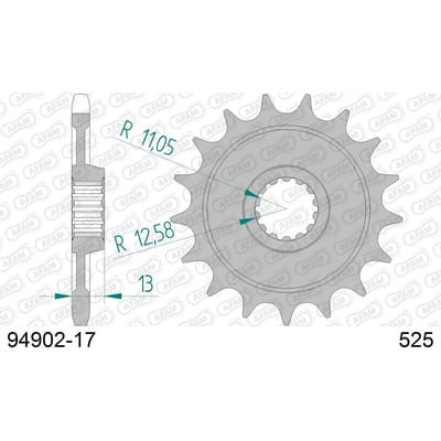Stalen motortandwiel voor Afam 525 17 dents