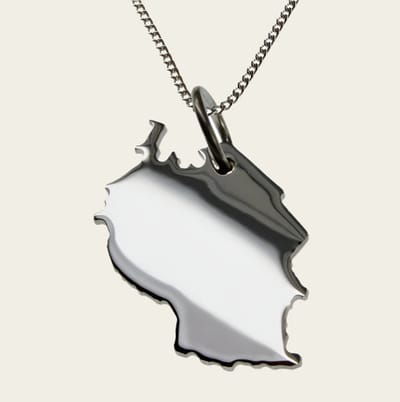 Zilveren Landkaart Tasmanië ketting hanger